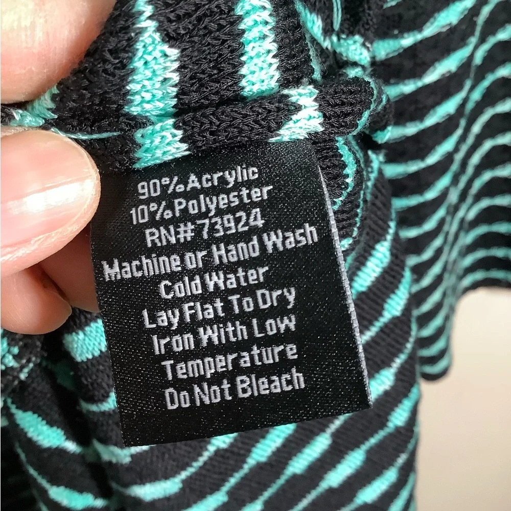 Misook Black and Teal Knit Cardigan Sweater - Picture 7 of 8